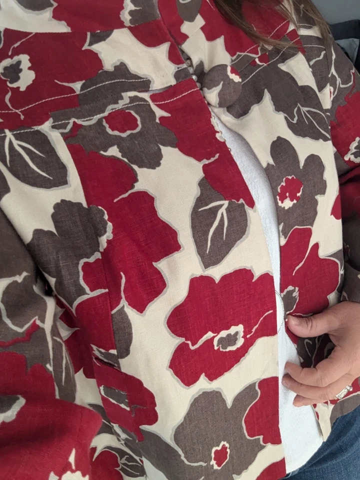 Gorgeous Womens Rafaella 3/4 Sleeve Linen Lined Cropped Jacket Floral  Xlarge XL - Image 2 of 4