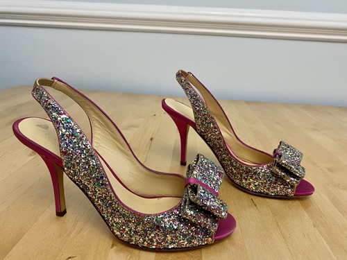 Kate Spade Women's Charm Glitter Bow Slingback Pumps Multicolor | eBay