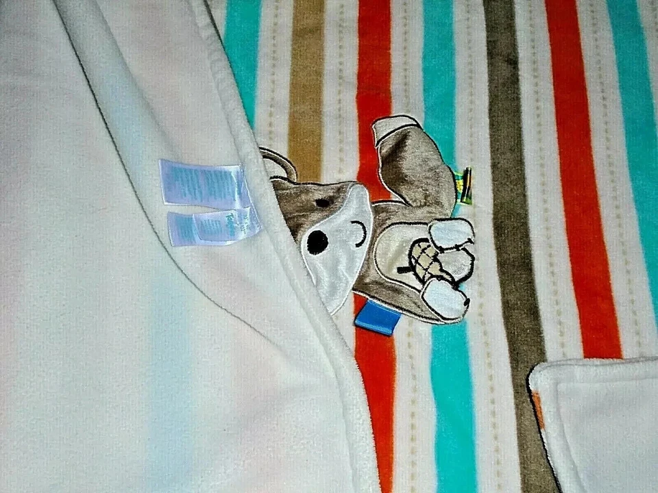 9N !WOW! TAGGIES 30x40 Striped SQUIRREL Plush Fleece Crib Baby Blanket - Image 2 of 4