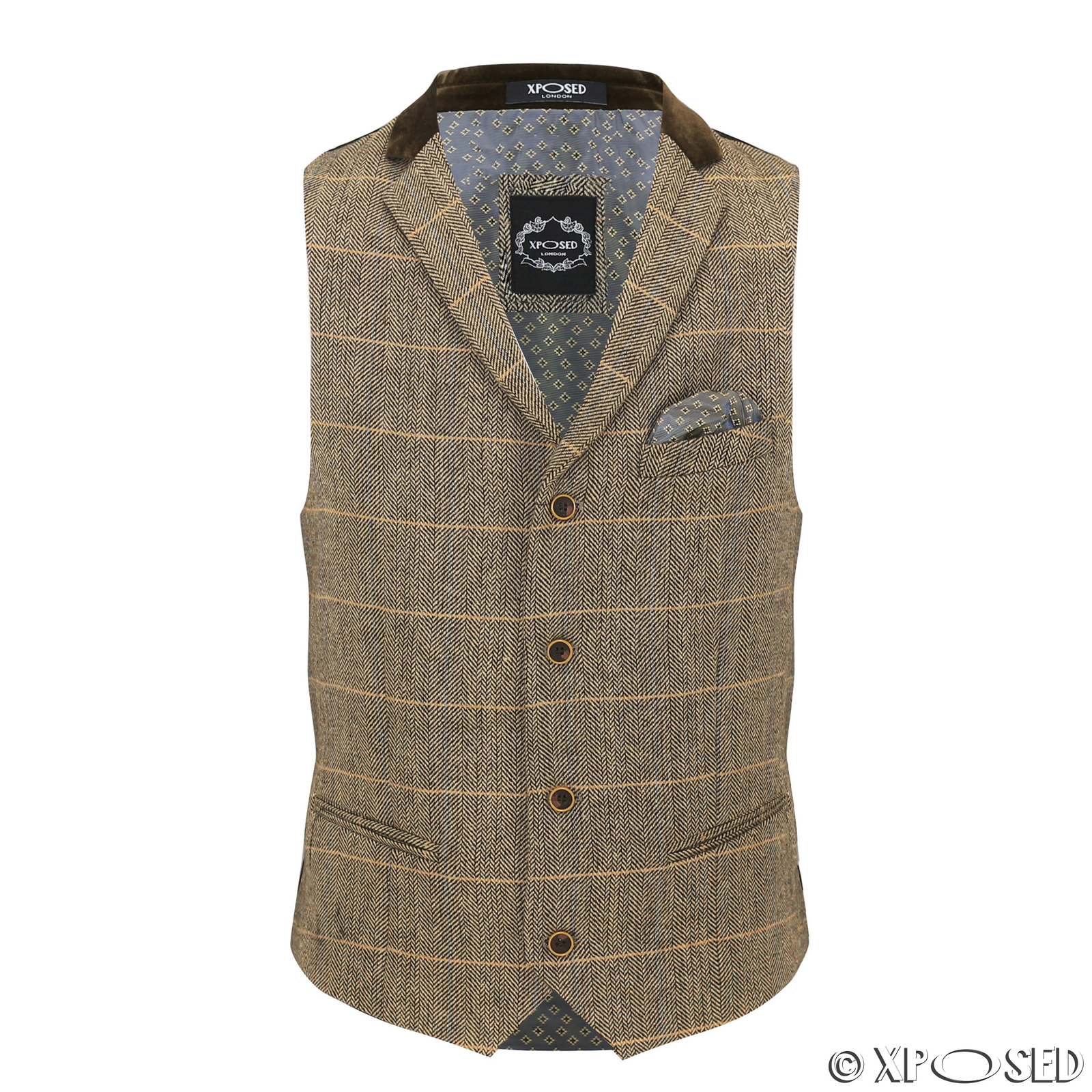 Men's Vintage Brown Wool Waistcoat 38