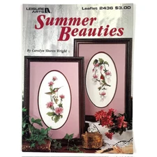 Cross Stitch Book SUMMER BEAUTIES, Leisure Arts 2436, 2 patterns, Vintage, 1993