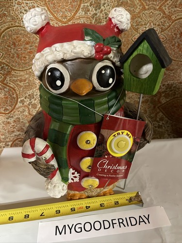 Alpine Corporation Christmas Owl with Bird House Statue 4Cool White LED Lights - Picture 12 of 13