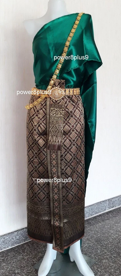 Vestido Nacional Tailandés Sinh Mujeres Falda Envolvente Top Faja Noche Aniversario Esposa Regalo Foto 4 de 4