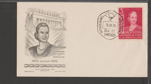 ✔️ ARGENTINA Special Postmark RARE FDC COVER EVA PERON