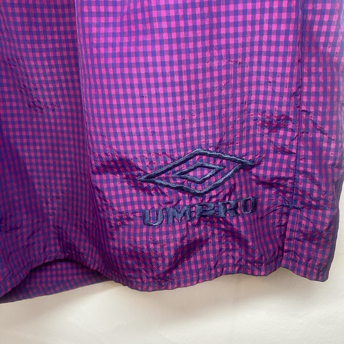 Umbro Men's XL Vintage Checkered Soccer Shorts Pink Blue USA