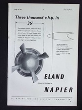 Original 1953 Advert Napier Eland Aircraft Engine Power