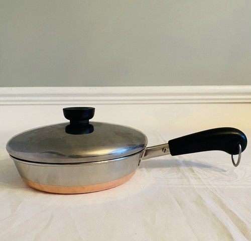 Vintage Revere Ware 1801 fondo rame 12 pezzi pre-68 pentole padelle padelle coperchi - Foto 12 di 24