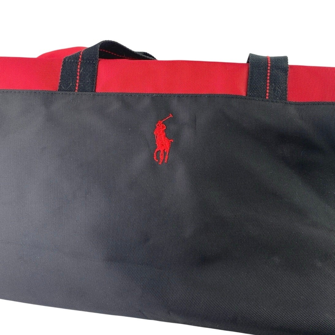 NUOVO Borsone Polo Ralph Lauren Fragrances Nero Rosso Tela Pony Palestra Viaggio