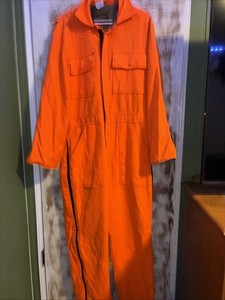 Vintage Walls Blizzard Pruf Coveralls Adult Medium Tall Orange Hunting USA MADE
