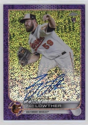 2022 Topps Chrome Rookie Purple Speckle Refractor 80/299 Zac Lowther Auto RC 2f9