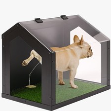 Stylish Indoor Dog Potty with High Walls, Durable Washable Fake Grass Mat, Sp...