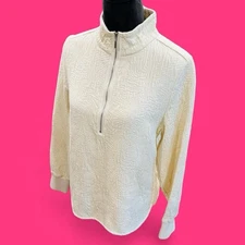 Per Se by Carlisle Cotton Silk Embroidered Quarter Zip Preppy Modern Sweater 8