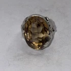 Vintage Sterling Silver  925 SMOKY QUARTZ Ring Light Brown Faceted SZ 6.25