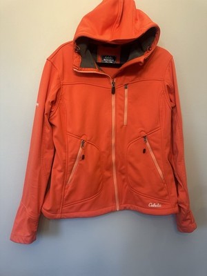 Cabela's Guidewear Windstopper hooded softshell jacket in bright orange Size L