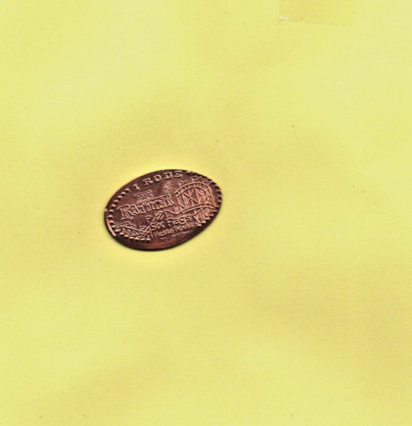 Six Flags I Rode The Rattler Elongated Pressed Smashed Coin Retired Copper