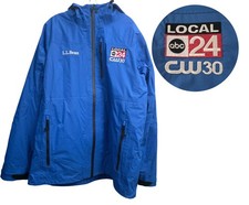 L.L. Giacca Bean uomo XLT blu con cappuccio ABC 24 CW30 reporter Weatherman Memphis