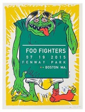 FOO FIGHTERS X5 DAVE GROHL SIGNED FENWAY PARK CONCERT POSTER (JULY 19,2015) JSA
