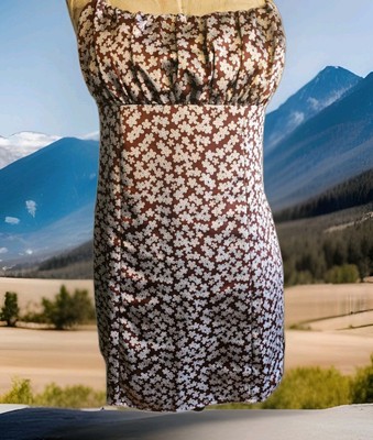 NWT Milkmaid Babydoll Slip Dress M Strappy Mini Y2k Brown Daisy LA Hearts pacsun