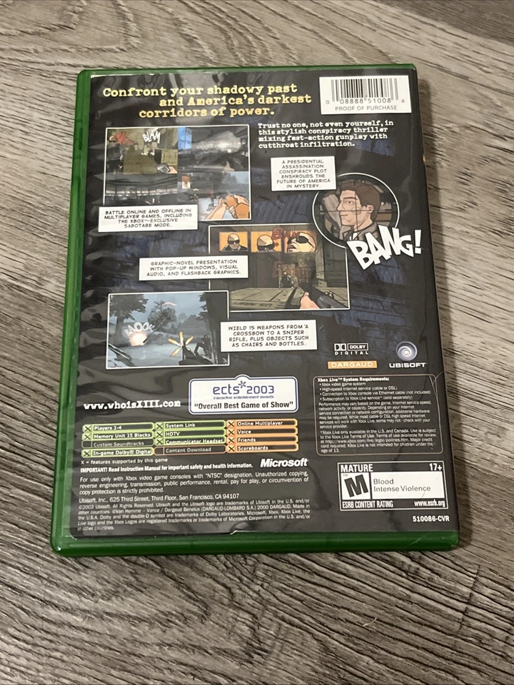 Xiii Thirteen (Microsoft Xbox, 2003) Anterior/Usado Foto 2 de 3