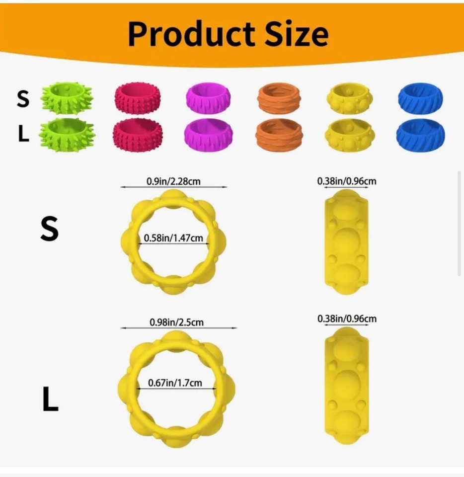 12 Pcs Sensory Fidget Rings Children Stress Relief Anxiety Autism ADHD ...