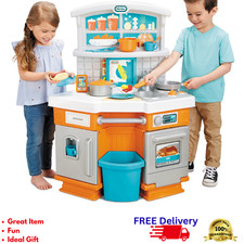 Kids Corner Play Kitchen Set Toddler Wooden Look Sensory Sounds 20 Accessories