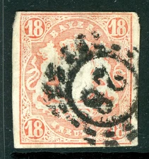 Germany States 1867 Bavaria 18Kr Red Scott #22 VFU M430