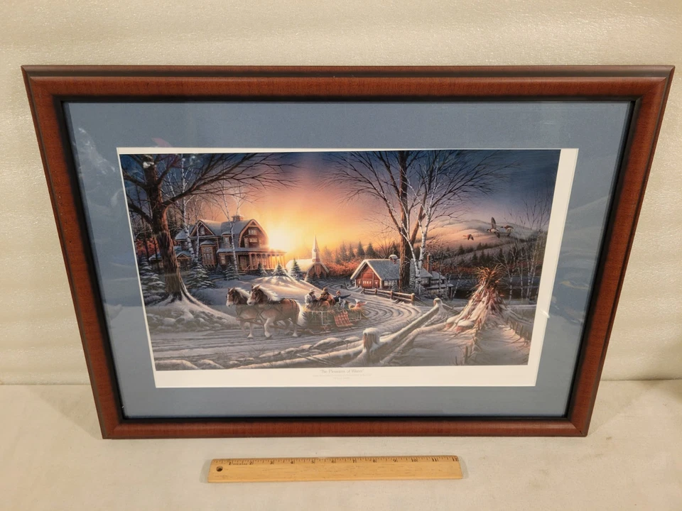 Terry Redlin Los placeres del invierno estampado enmarcado y mate 24 x 18 Foto 4 de 4