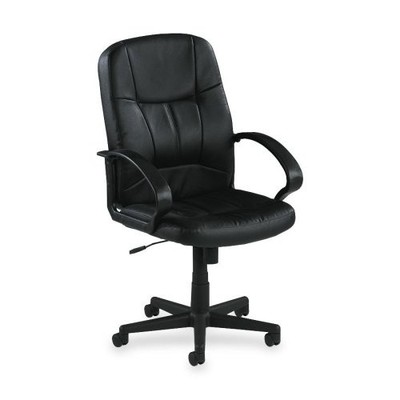 Lorell Chadwick Managerial Leather Mid-back Chair - Leather Black Seat - Back -