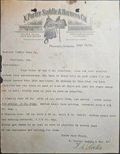 Porter Saddle Visalia Stolen Tree Design 2 HISTORICAL Manuscript Phoenix AZ 1916