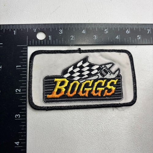 USED Checkered Racing Flag + Wrench NAME BOGGS Car Auto Patch 51TZ