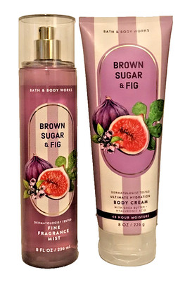 BROWN SUGAR & FIG FRAGRANCE MIST SPRAY + BODY CREAM 2P GIFT WRAP BATH BODY WORKS