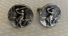 Vintage Fenwick Sailors Sterling Silver Lady Golfer Cufflinks Woman Golfing