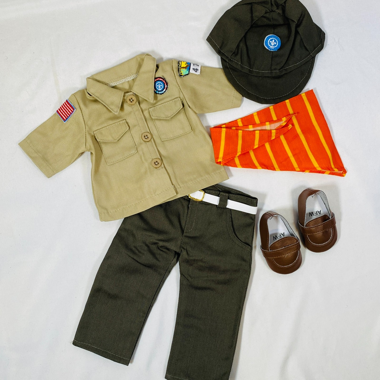 Boy Scout Uniform Complete Outfit for 18" American Girl Doll: Hat, Shirt, Scarf