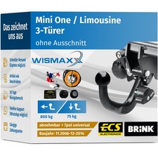 ANHÄNGERKUPPLUNG für Mini One / Limousine 06-14 abnehmbar BRINK +7pol E-Satz ABE