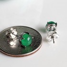 925 Sterling Silver 6-6.3mm Green Agate Earrings Birthday Gemstone — photo 2