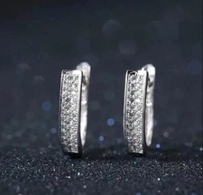14K White Gold Plated 2Ct Round Cut Lab Created Diamond Women's Hoop Earrings