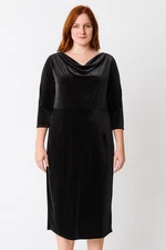 H&M Cocktail Dress Black Velour Velvet Long Sleeve Stretch M 10-12 Cowl Date Bar