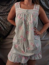 VTG ORGANIC COTTON BABYDOLL PRAIRIE COUNTRY E. WEST BABY BLUE PINK FLOWERS XL
