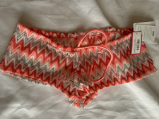 Pantaloncini booty Wicked Weasel XS 5039 nuovi con etichette, strisce azteche corallo elettrico