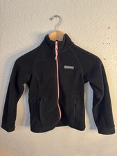 Columbia kids fleece black jacket With Pockets  Pink Zipper Size S 7/8 