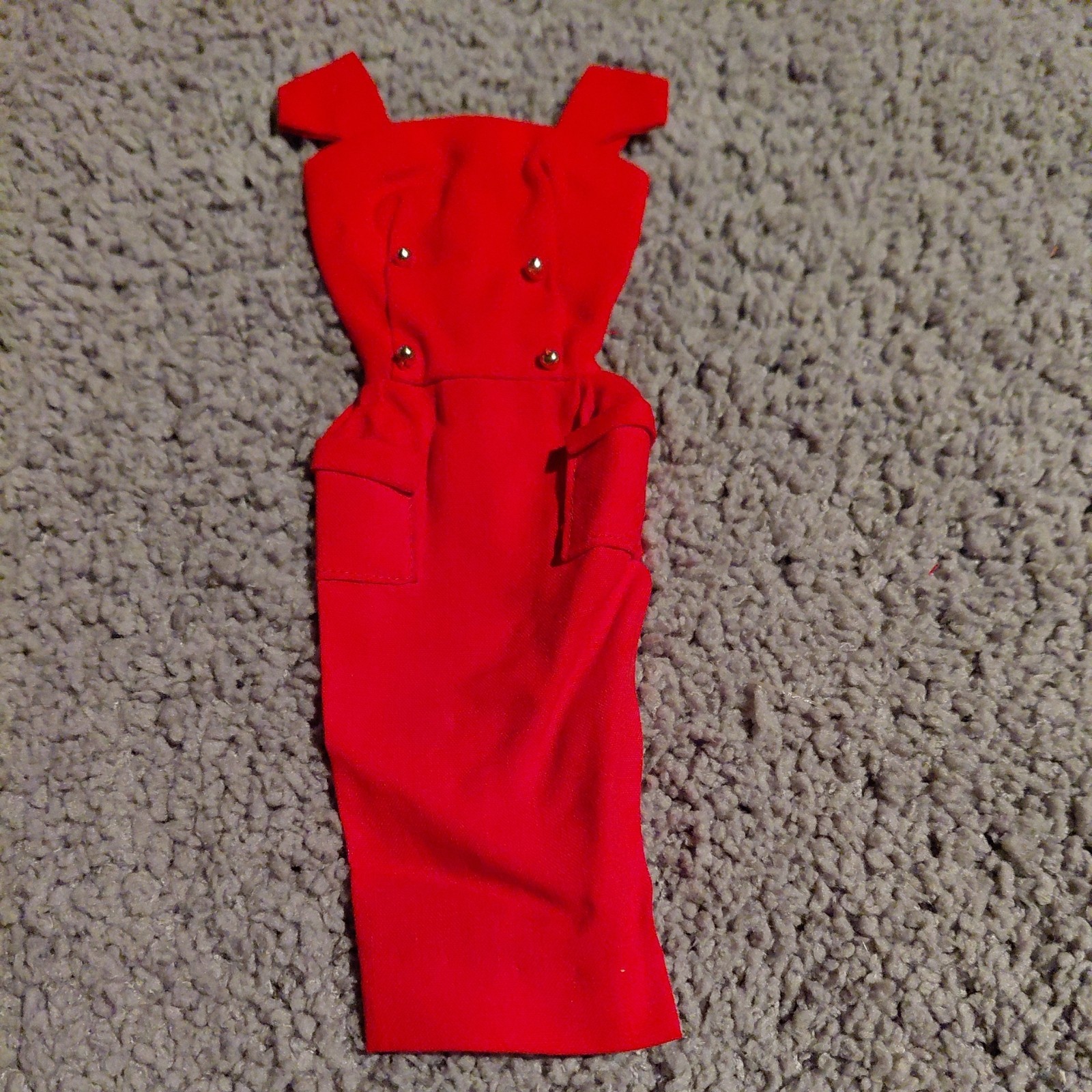 Vintage Barbie 986 Sheath Sensation - Red Sheath Dress W Gold Buttons 1961 MINTY