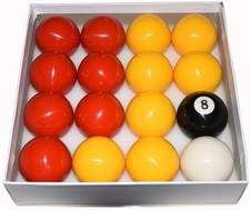 TGA Sports Billiard Balls Pool Ball Set 2-1/4 Inch Red  Yellow