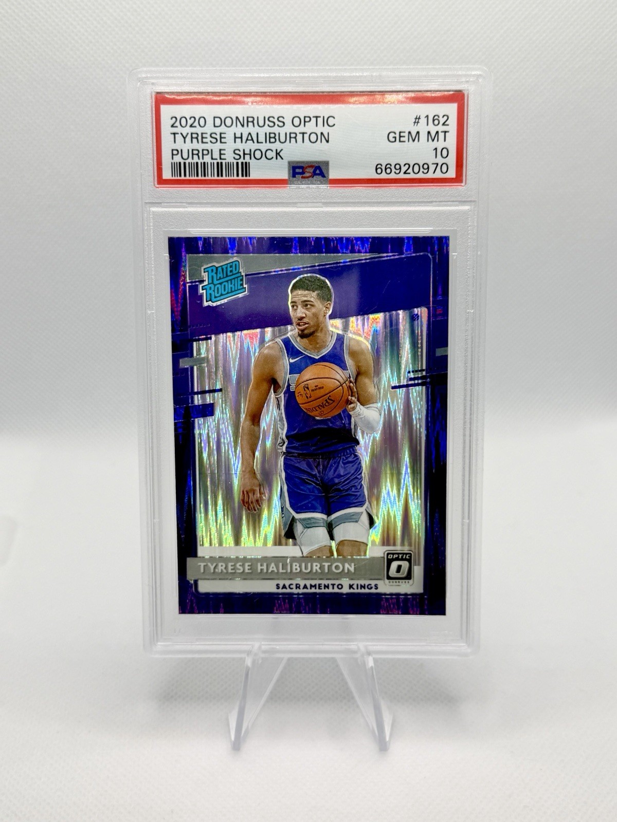 2020 Panini Donruss Optic Rated Rookie Tyrese Haliburton #162 Purple Shock PSA10