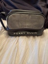 Perry Ellis Travel Kit Or Men's Toiletries Bag. Wipeable Fabric. 2 Compartments