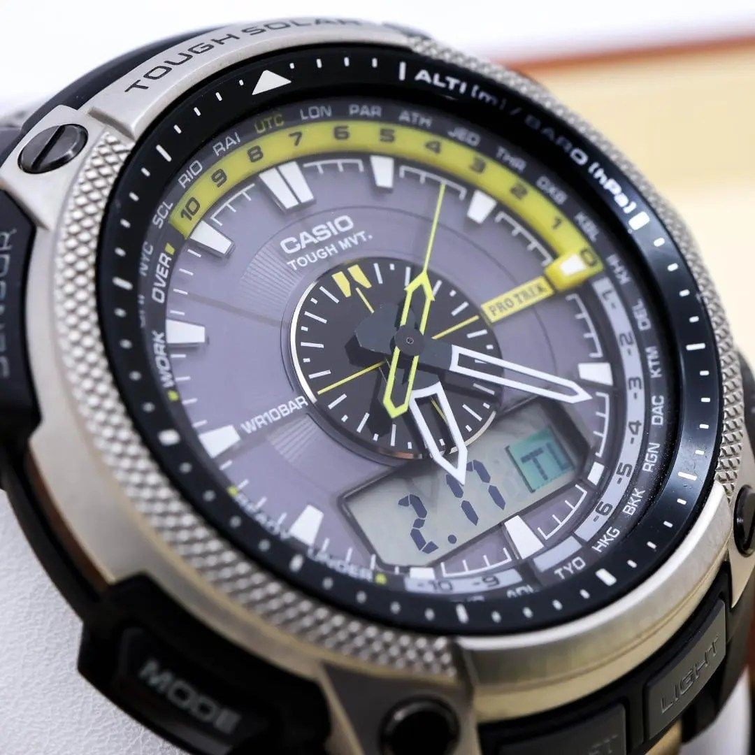 Working CASIO Watch Radio Solar Ana-Digi Titanium Men's 2967 image 2