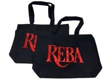 Lot of 2x Reba Canvas Tote reusable Tote Shopping Gym Bag Black / Red