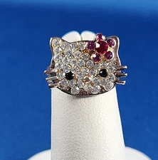 AVON Hello Kitty Ring Sanrio Rhinestones Adjustable Small/Medium NIB