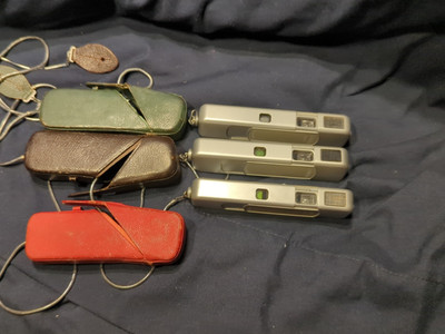 3 Minox Subminiature Spy Cameras In Leatherette Covers - Appear Functional