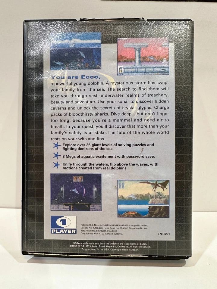 Ecco the Dolphin (Sega Genesis, 1992) Completo Totalmente PROBADO CIB Auténtico Foto 3 de 4