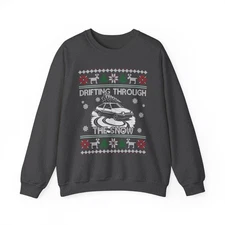 JDM Drift Car Christmas Sweatshirt, Toyota AE86 Ugly Holiday Sweater, Car Guy